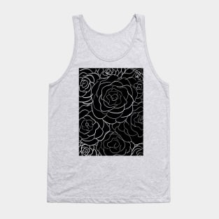 Rose Pattern Black Transparent Tank Top